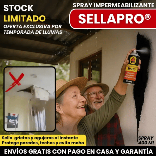 SELLAPRO® SPRAY IMPERMEABILIZANTE SELLA GRIETAS Y EVITA HUMEDAD