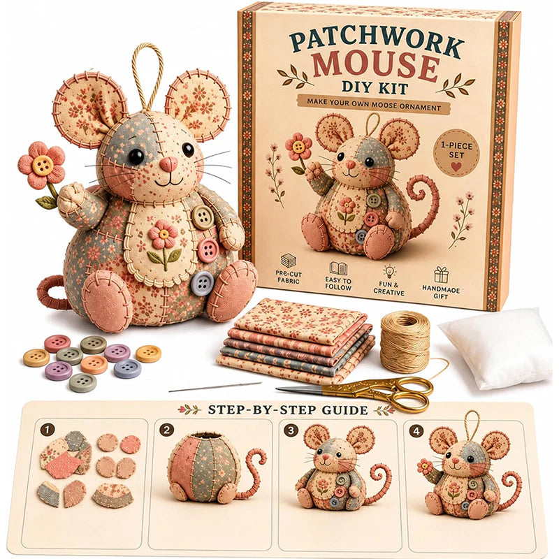 Mousy® Kit de costura artesanal DIY / Crea tu propio ratoncito decorativo mientras te relajas, paso a paso.