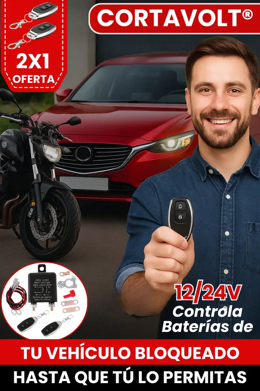 CORTAVOLT® RELE/ INTERRUPTOR REMOTO DE DESCONEXIÓN DE BATERIAS PARA CARROS Y MOTOS