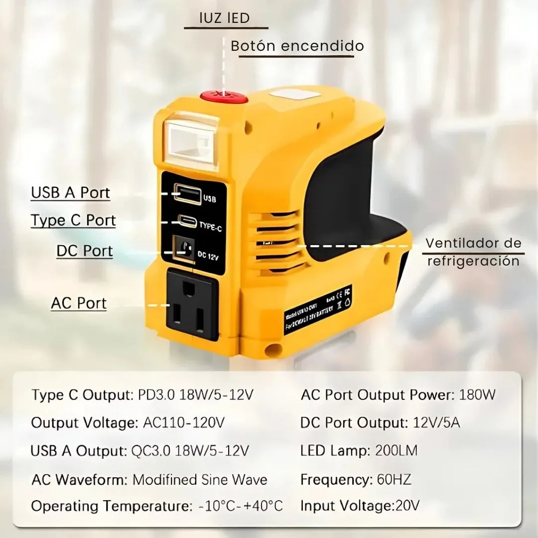 ENERBOX® IINVERSOR COMPACTO DE CC A CA: ADECUADO PARA AUTOS, AUTOCARAVANAS Y USO EN EXTERIORES