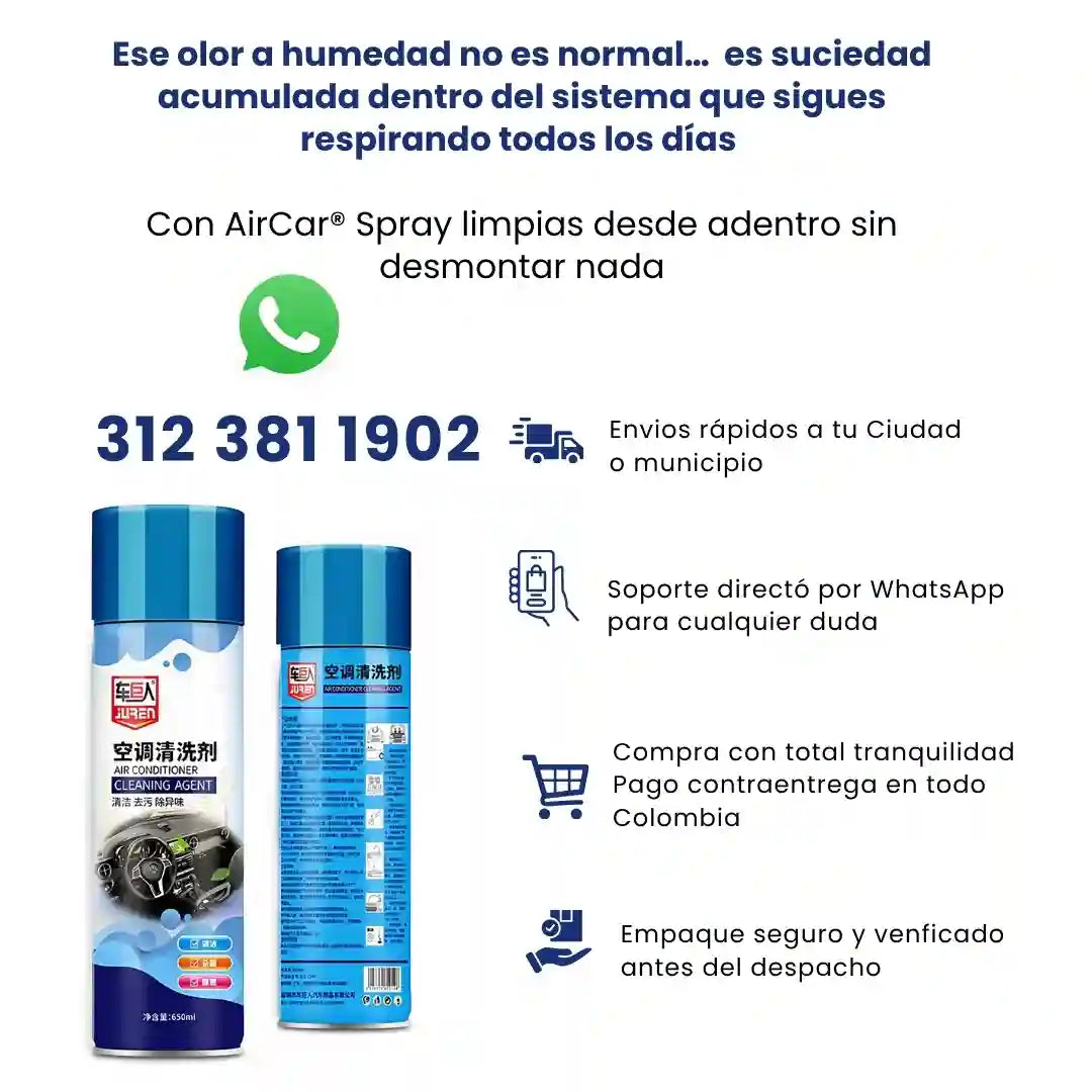 AIRCAR® Spray limpiador para el aire acondicionado del coche 240ML