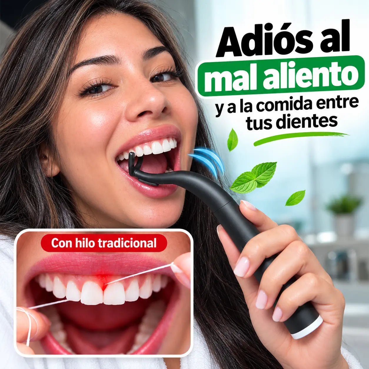 DentFlaus® Kit irrigador bucal Eléctrico con Hilo Dental Sónico