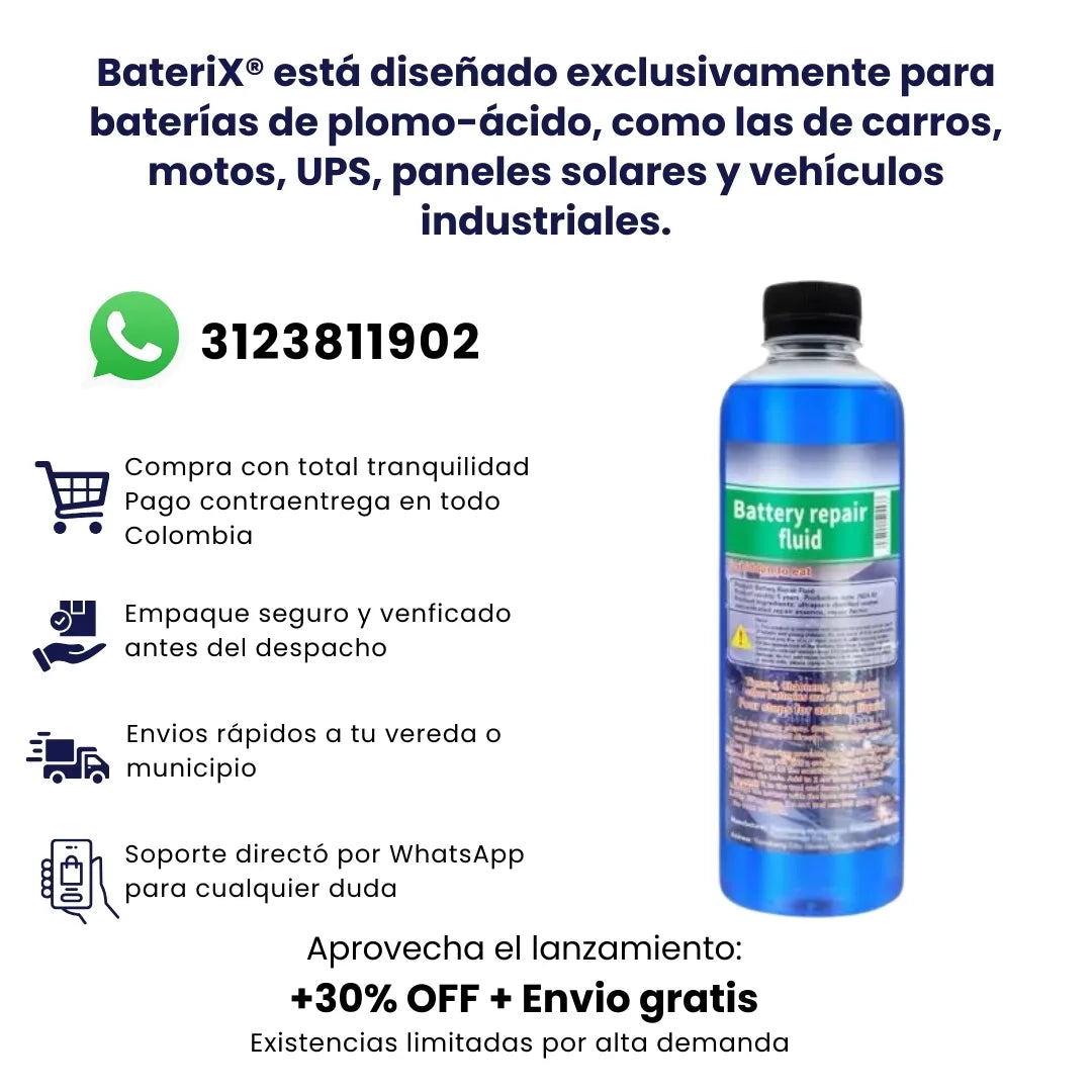 BateriX® Nanoactivo Líquido Recuperador De Baterías 500ML