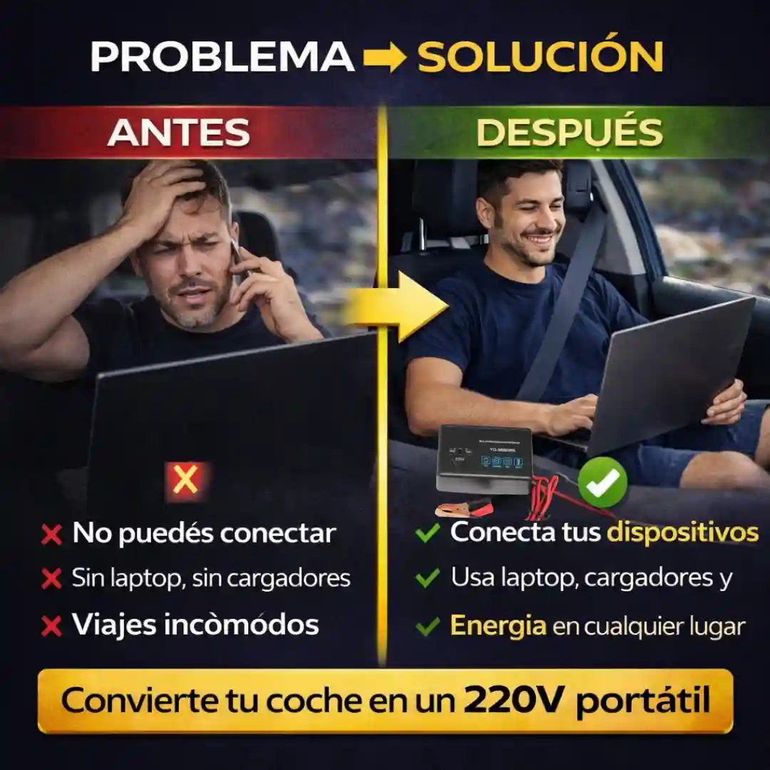 CarVolt® Convertidor Multifuncional Auto 12V/24V a 220V