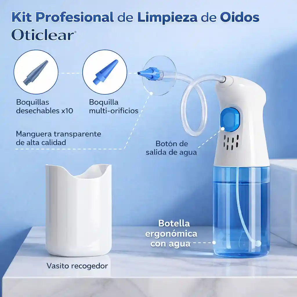 Oticlear® Limpieza Lavado De Oidos Kit Profesional