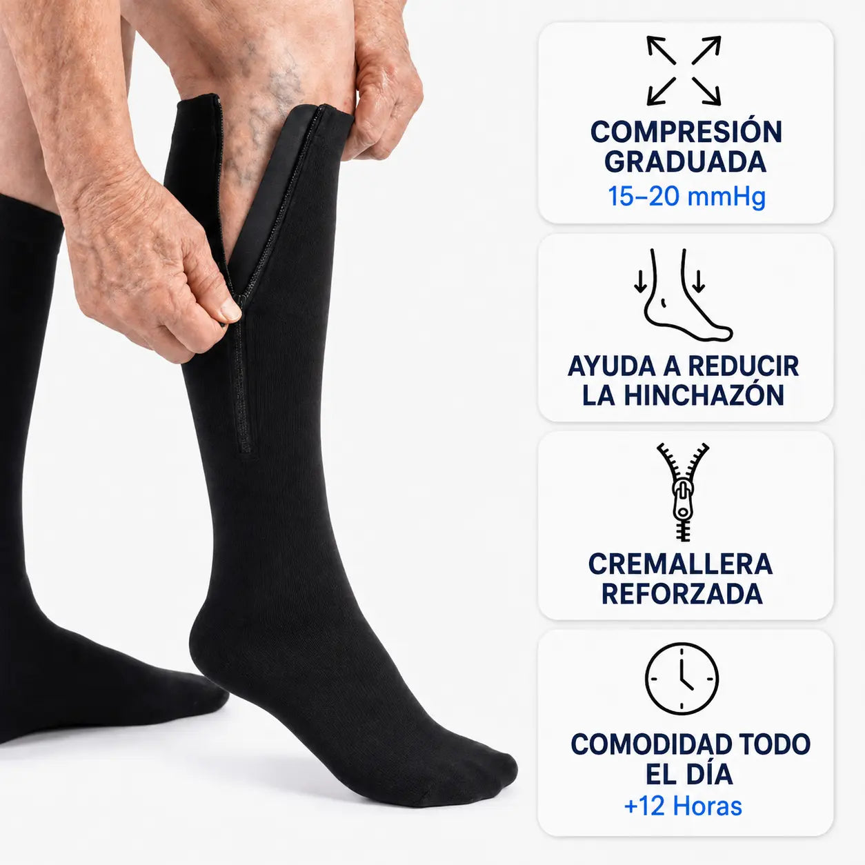 Circulex® Medias de Compresión con Cremallera para Piernas Cansadas | 15–20 mmHg