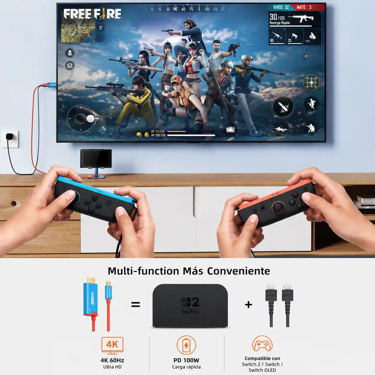 Dockix® Cable adaptador USB-C a HDMI para Switch, Celular y Pc