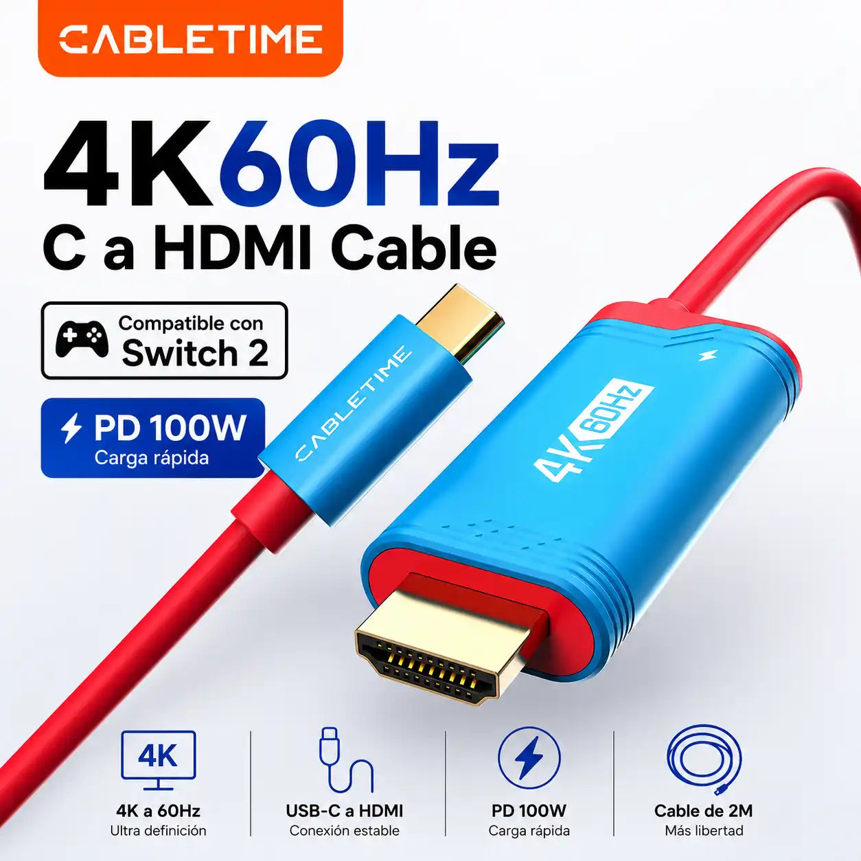 Dockix® Cable adaptador USB-C a HDMI para Switch, Celular y Pc