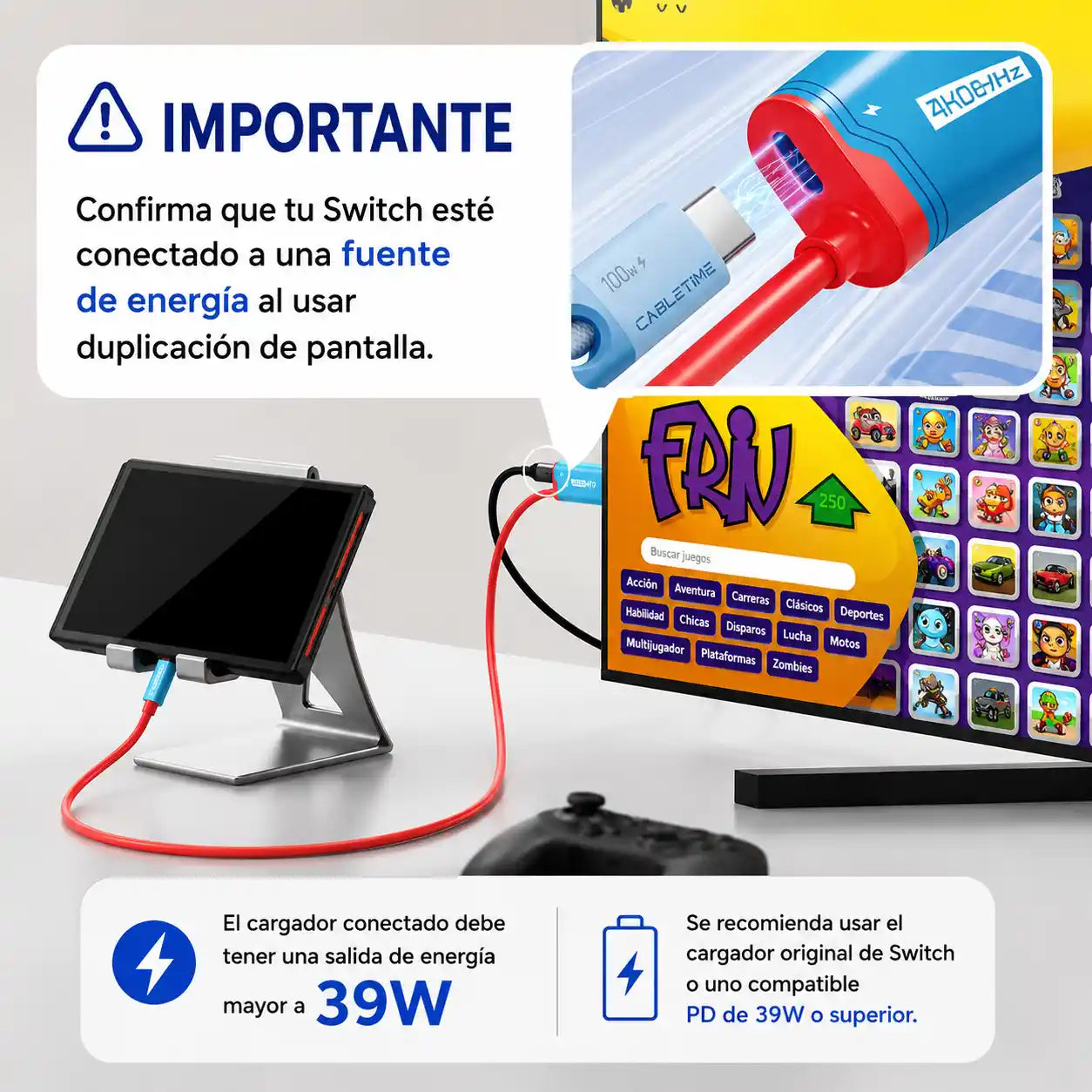 Dockix® Cable adaptador USB-C a HDMI para Switch, Celular y Pc