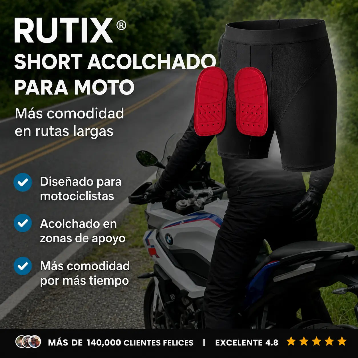 Rutix® – Short Acolchado para Motociclistas | Más Comodidad en Rutas Largas