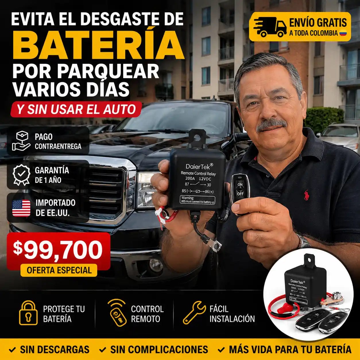CORTAVOLT® RELÉ INTERRUPTOR PARA BATERIAS DE CARROS