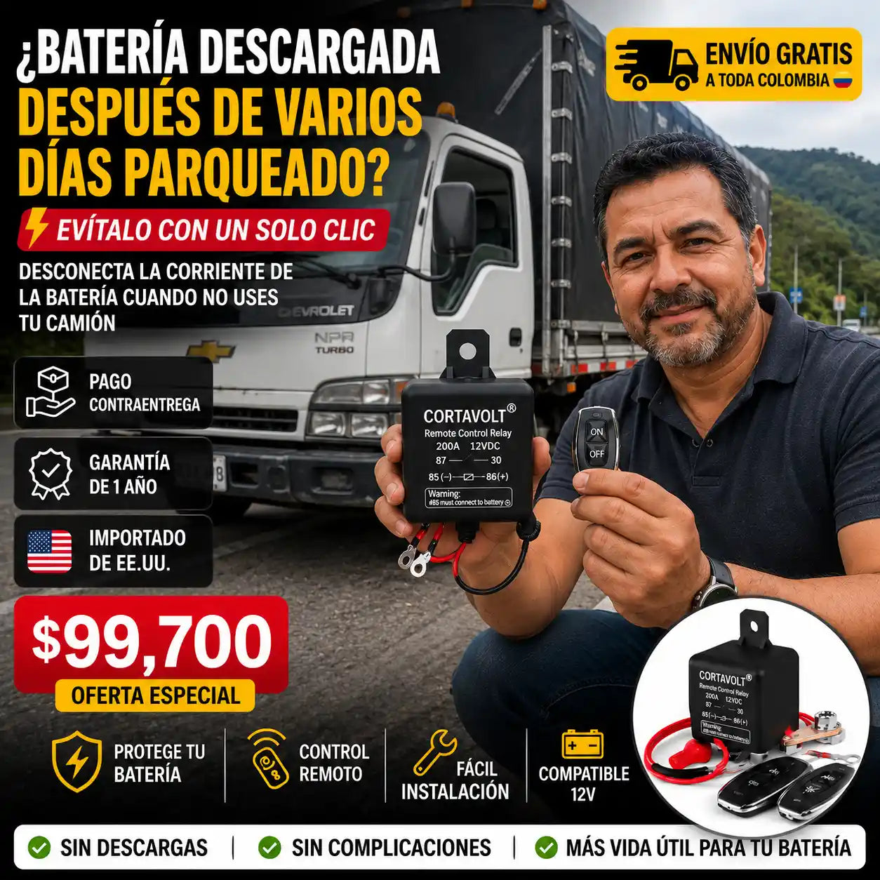 CORTAVOLT® RELÉ INTERRUPTOR PARA BATERIAS DE CARROS