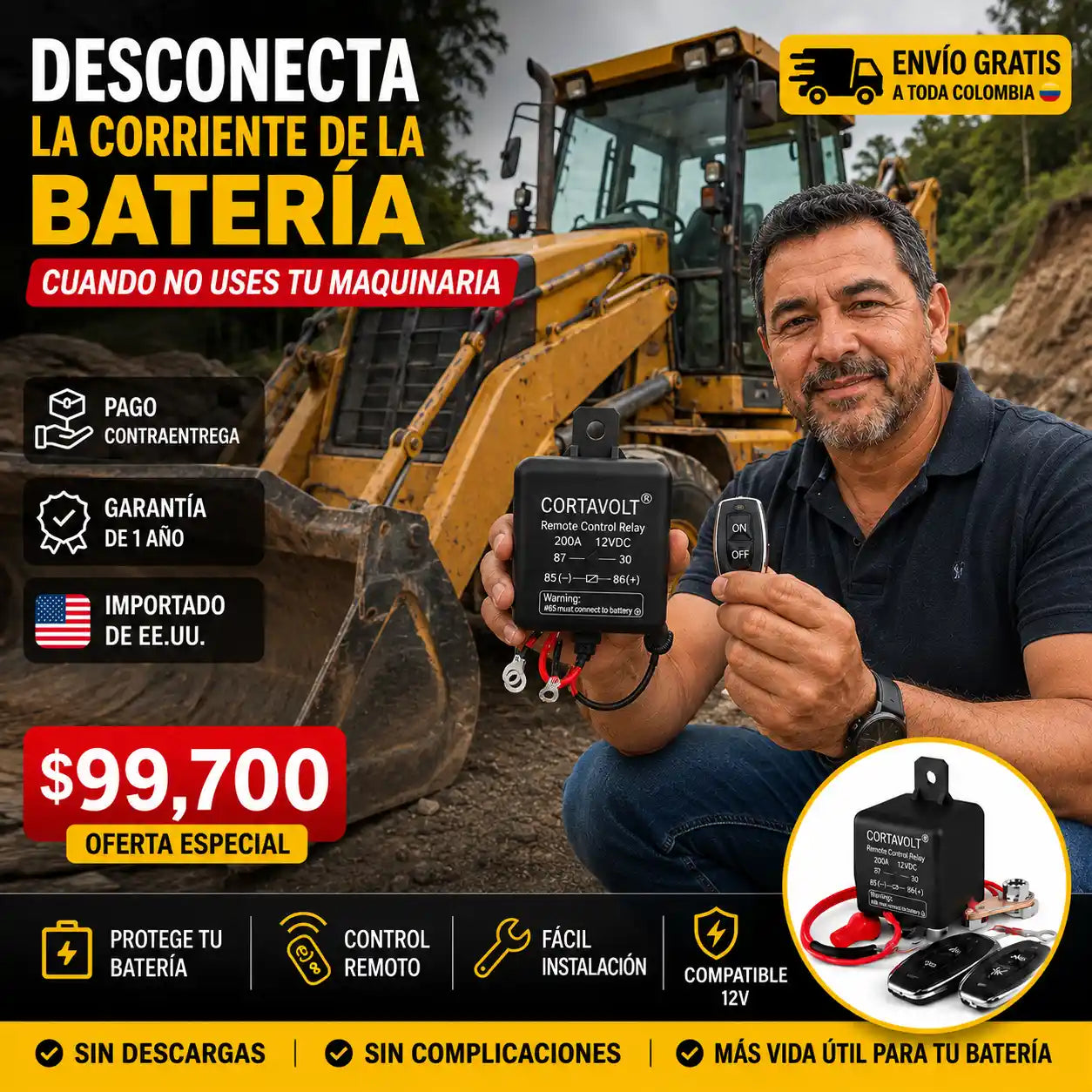 CORTAVOLT® RELÉ INTERRUPTOR PARA BATERIAS DE CARROS