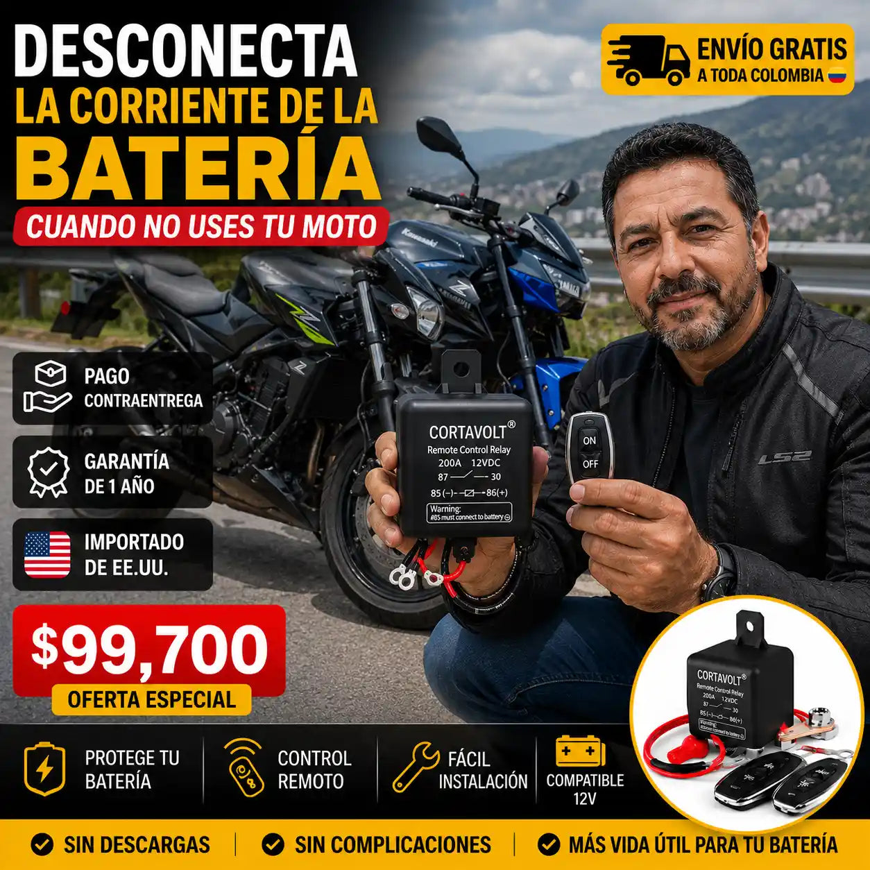 CORTAVOLT® RELÉ INTERRUPTOR PARA BATERIAS DE CARROS