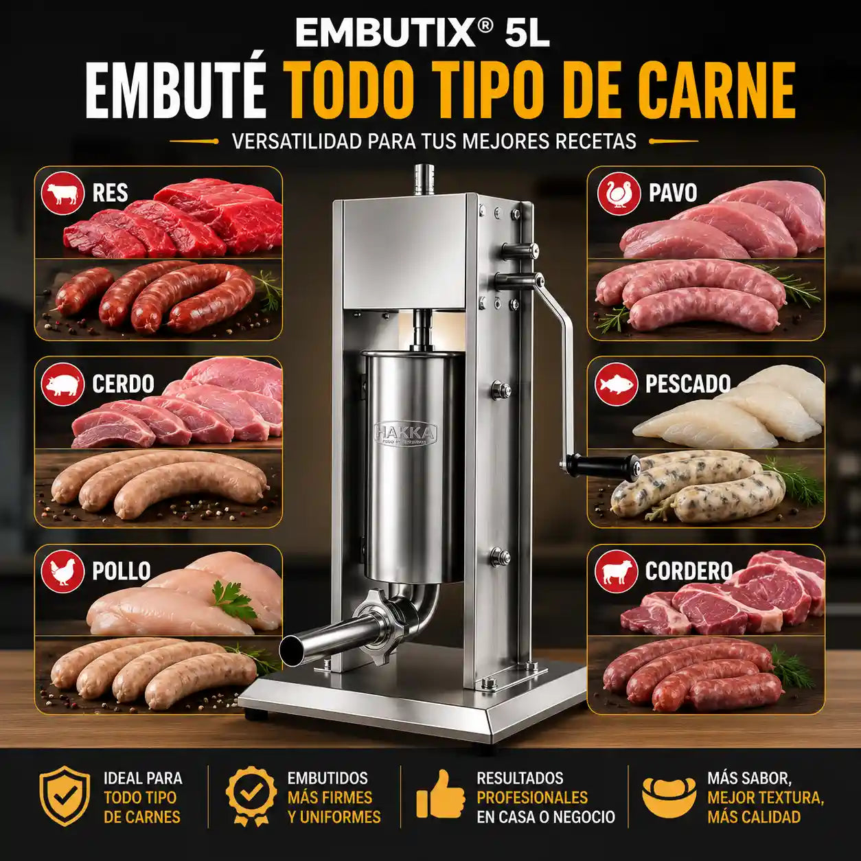 EMBUTIX® Embutidora Manual De 5l Acero Inox