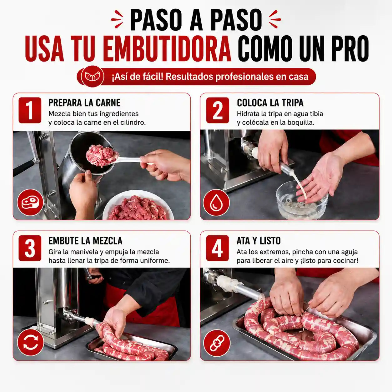 EMBUTIX® Embutidora Manual De 5l Acero Inox