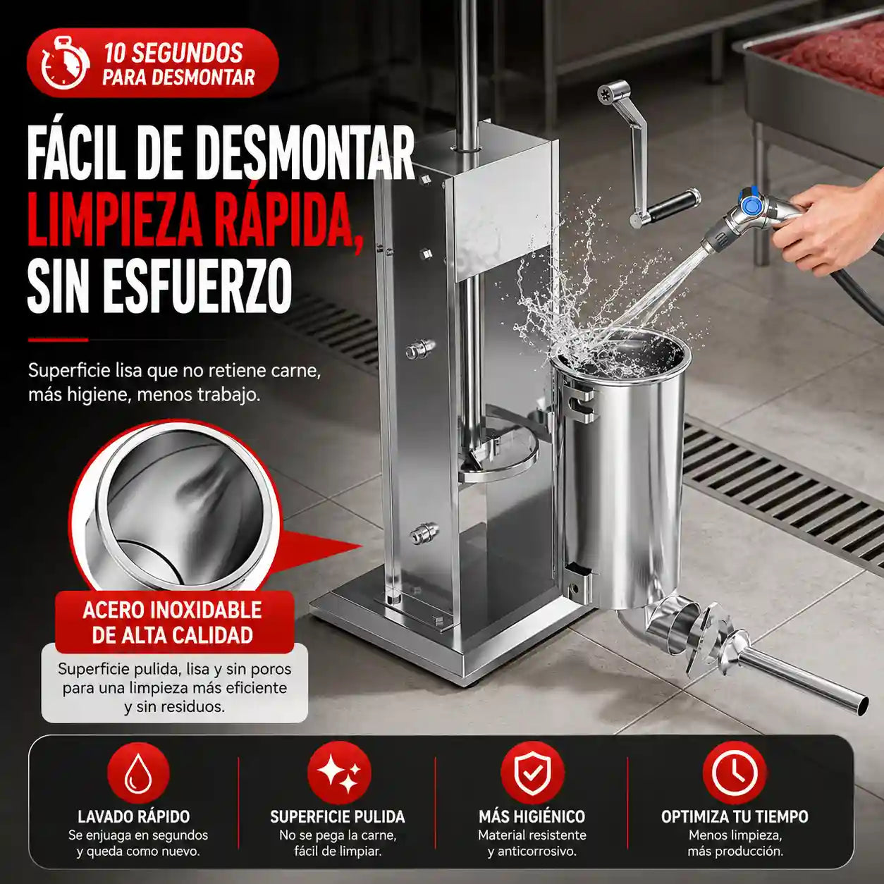 EMBUTIX® Embutidora Manual De 5l Acero Inox