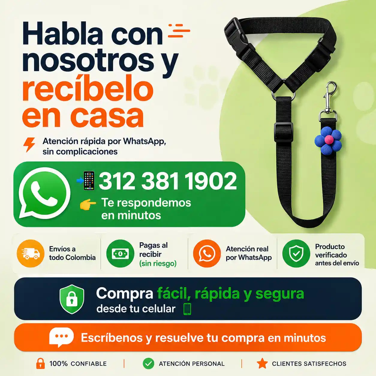 PawGo® Cinturón de seguridad y correa ajustables 2 en 1 para perros