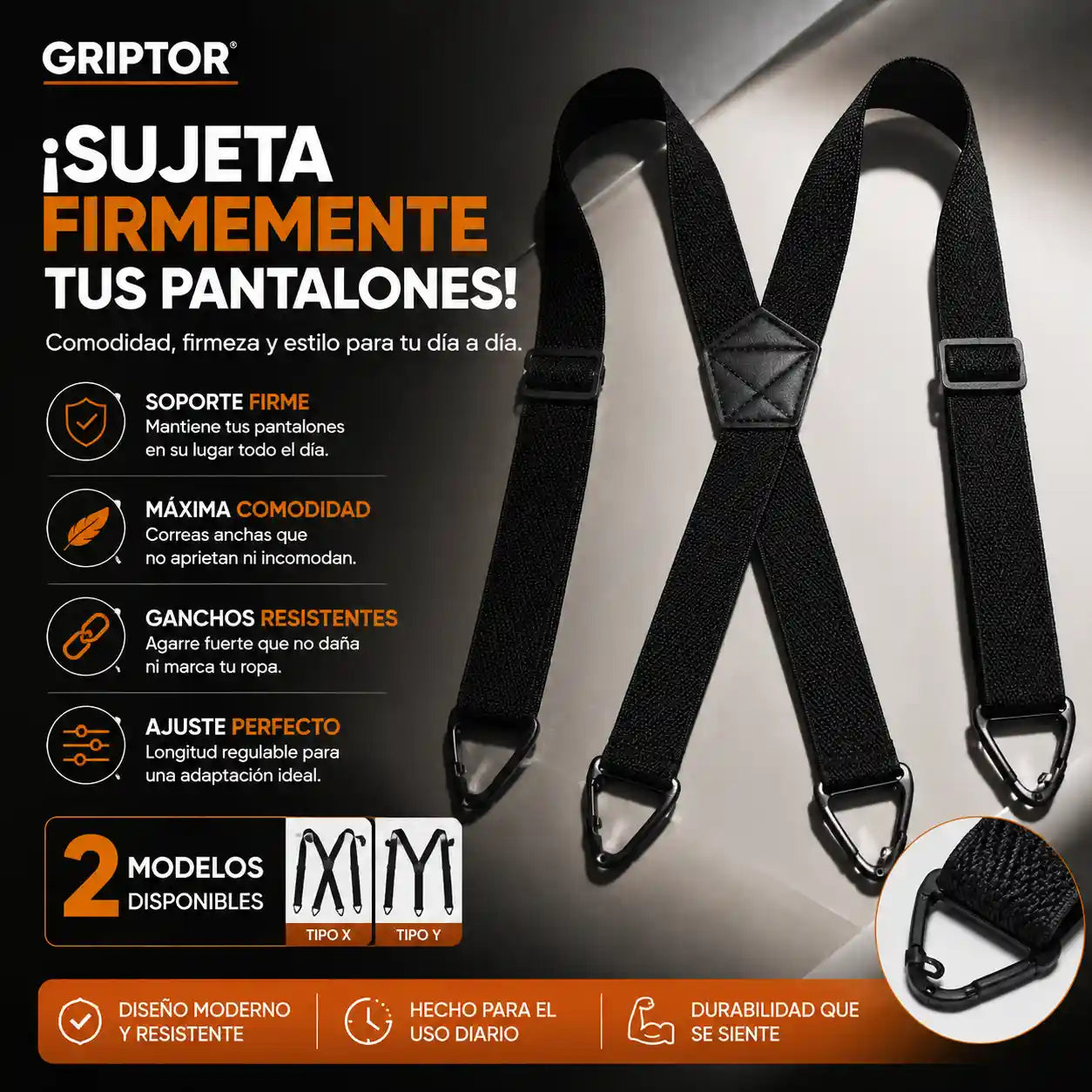 GRIPTOR® Tirantes cruzados para hombre