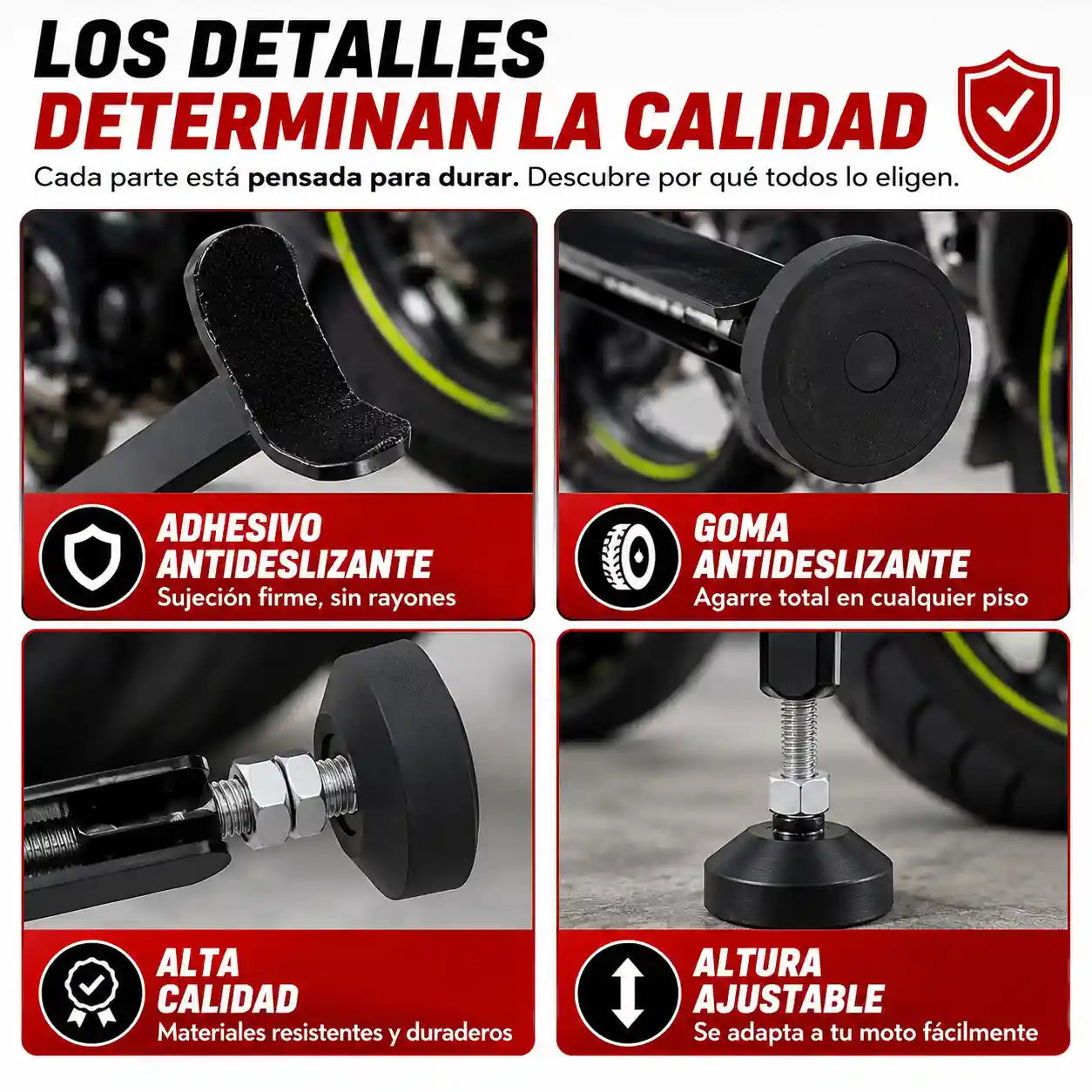 KOBRAUP® GATO CABALLETE PARA MOTOS EN ACERO CARBONADO