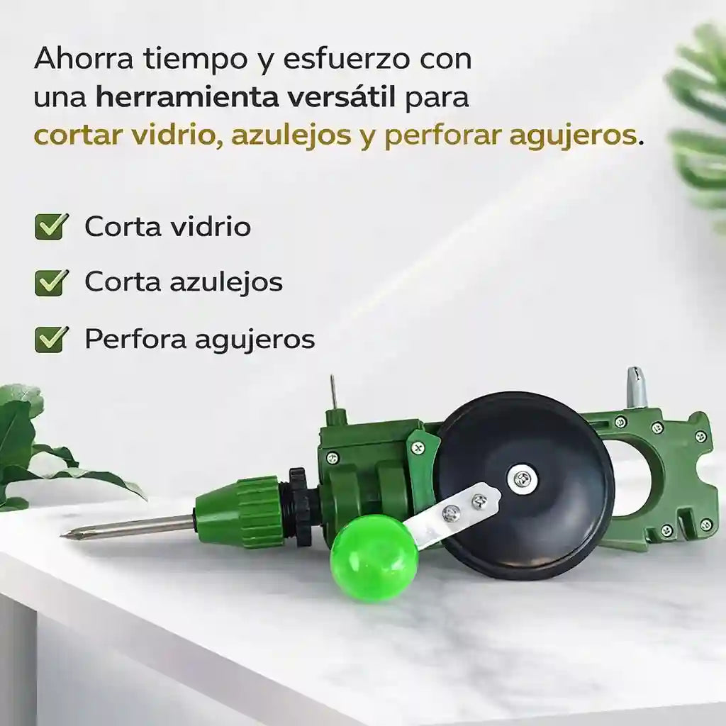 VitraCut® Cortador de vidrio multifuncional con taladro y afilador de cuchillos