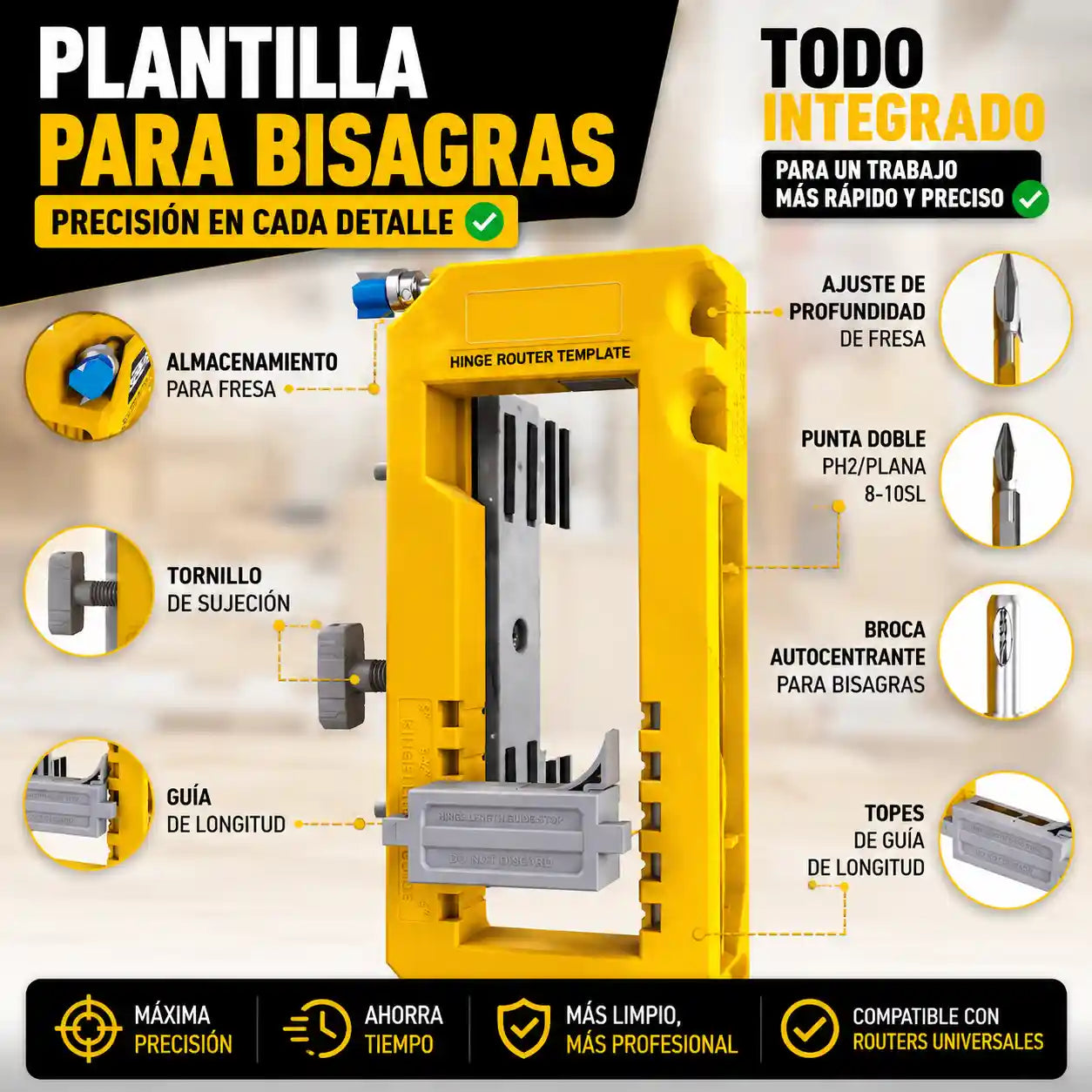 BisagriX® Kit de Instalación de Bisagras para Puertas