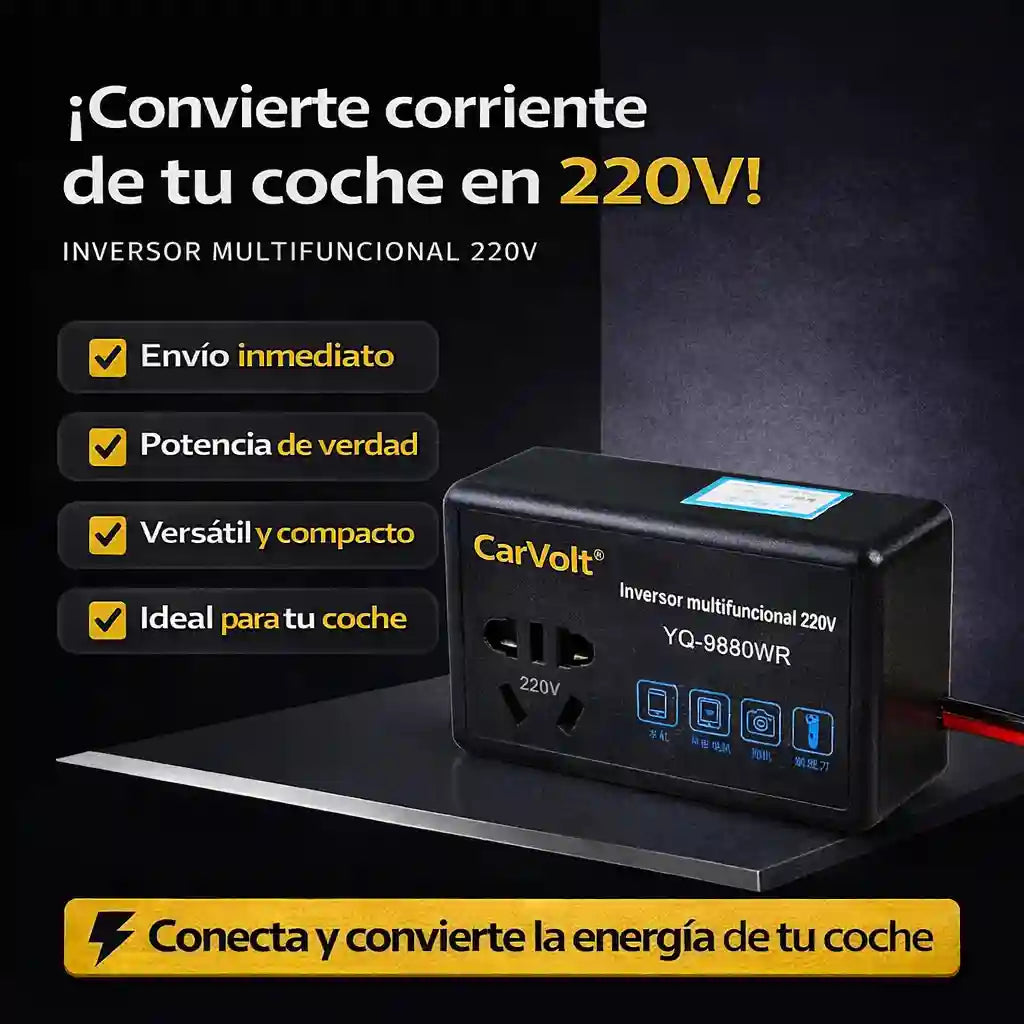 CarVolt® Convertidor Multifuncional Auto 12V/24V a 220V