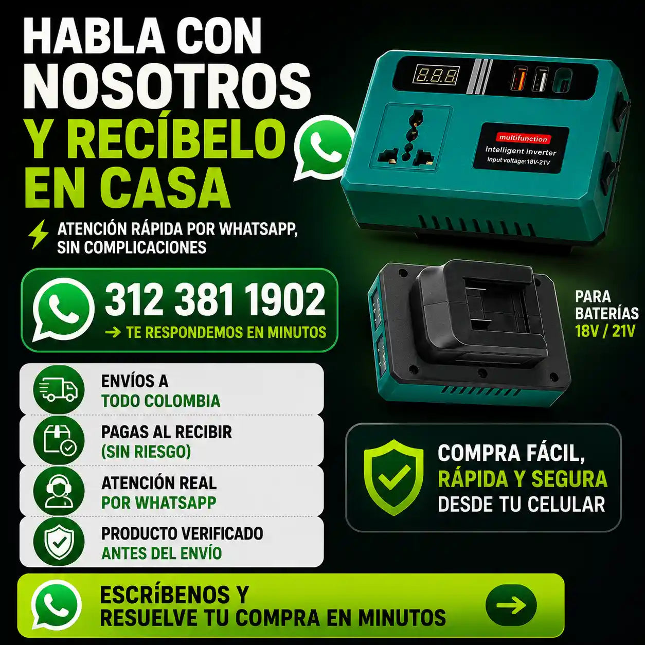 EnerMax® Inversor Convertidor De Baterias 220V