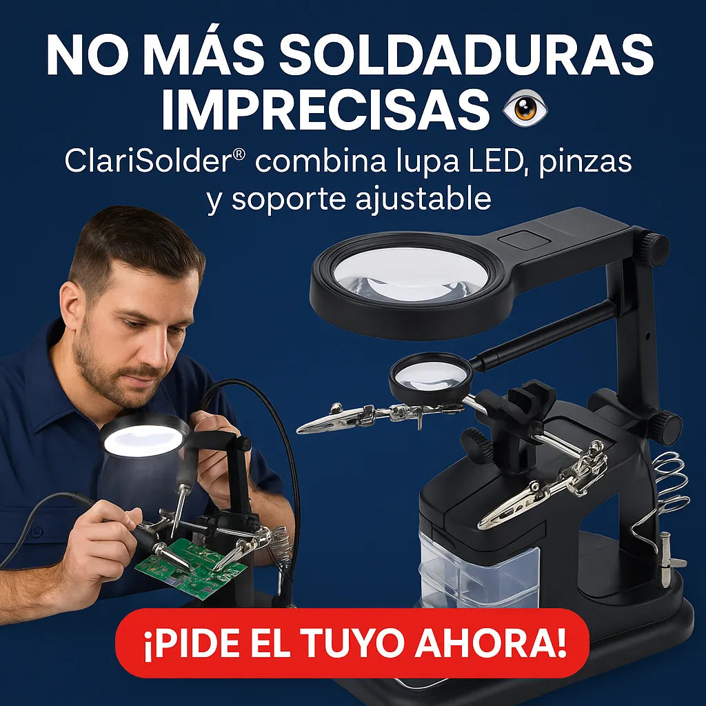 CLARISOLDER® Estación de Soldadura 4 en 1 con Lupa LED y Tercera Mano