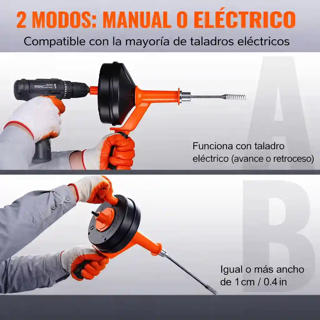 PluvDrill® Sonda Destapacanos De 7.6 Metros