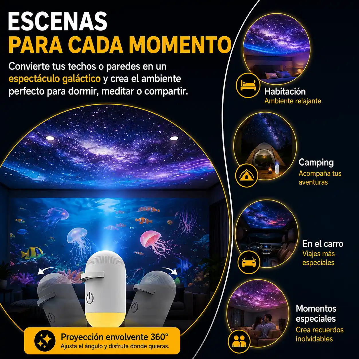 AstroSky® Lámpara proyectora USB de cielo estrellado / luz ambiental 2 en 1