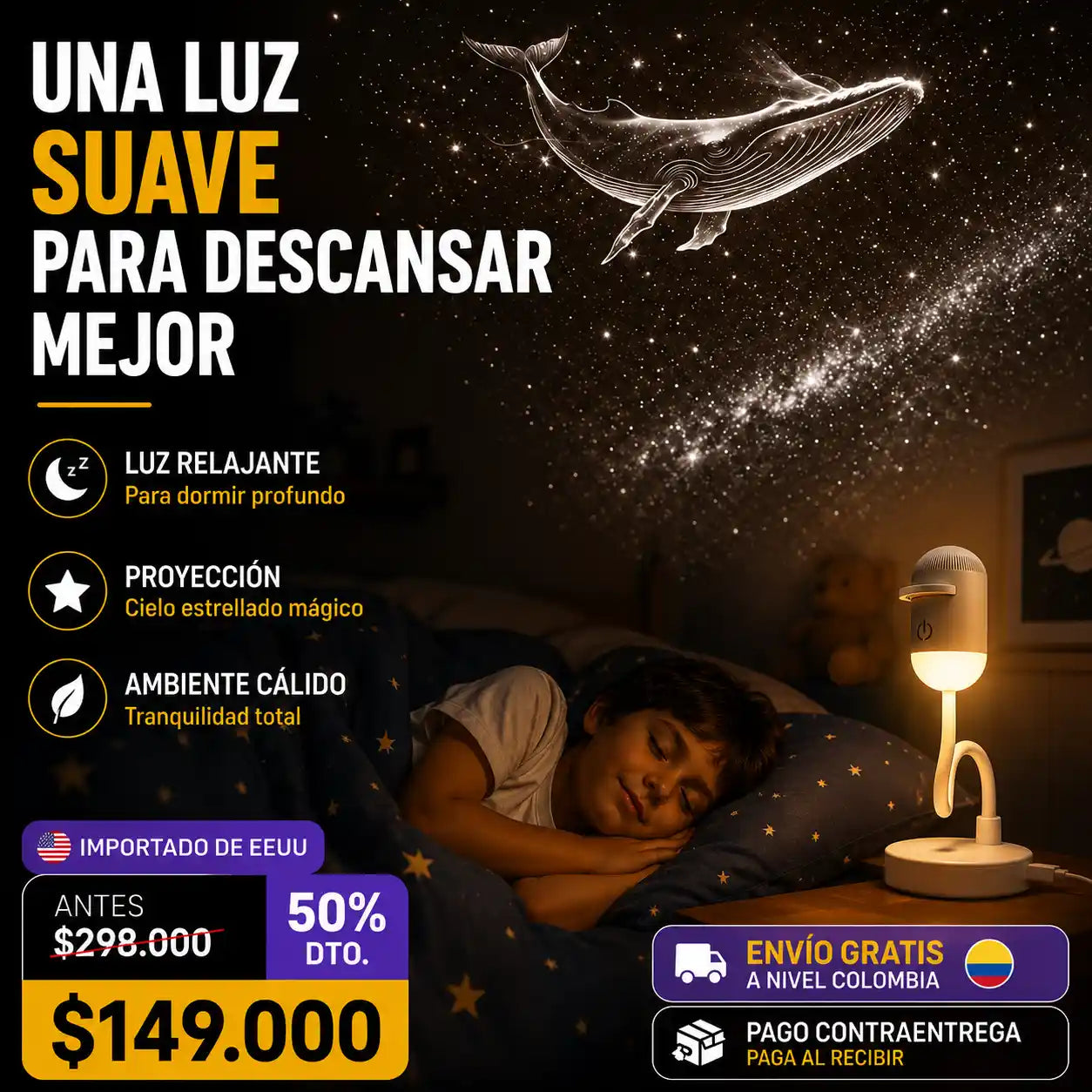 AstroSky® Lámpara proyectora USB de cielo estrellado / luz ambiental 2 en 1