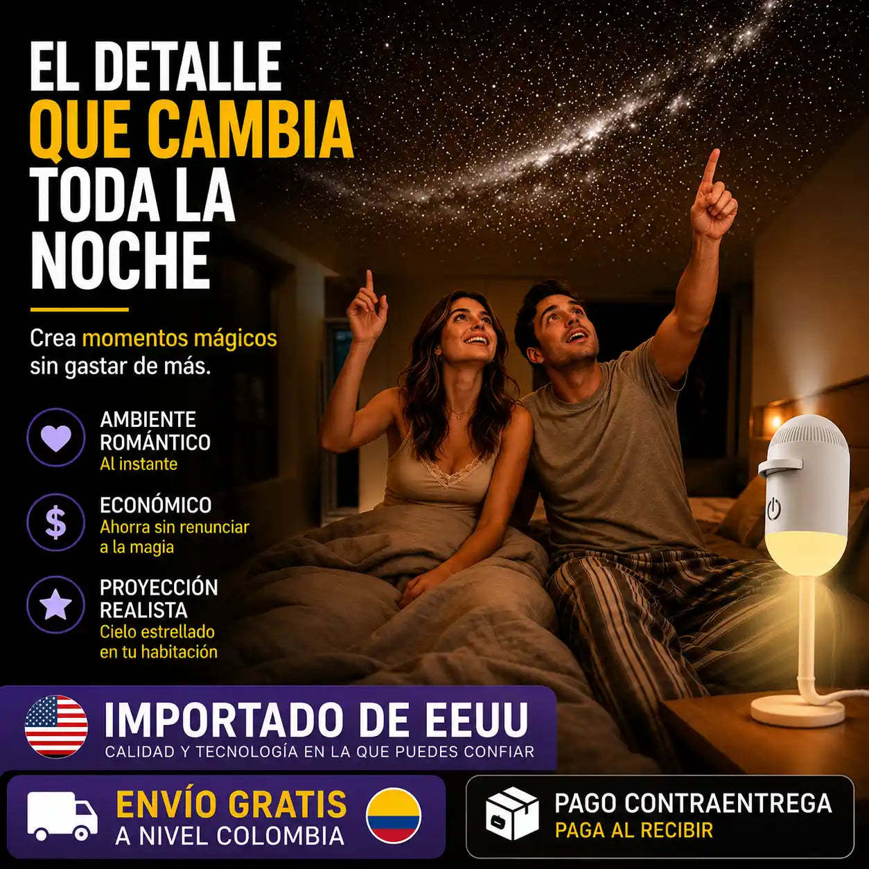 AstroSky® Lámpara proyectora USB de cielo estrellado / luz ambiental 2 en 1