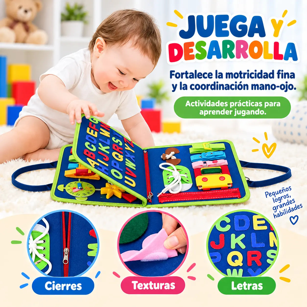 HABILIX® | Libro Tablero de Actividades Montessori Didáctico.