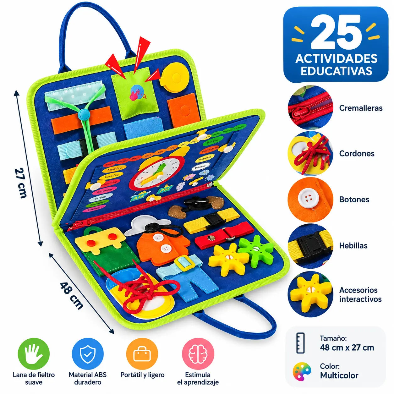 HABILIX® | Libro Tablero de Actividades Montessori Didáctico.