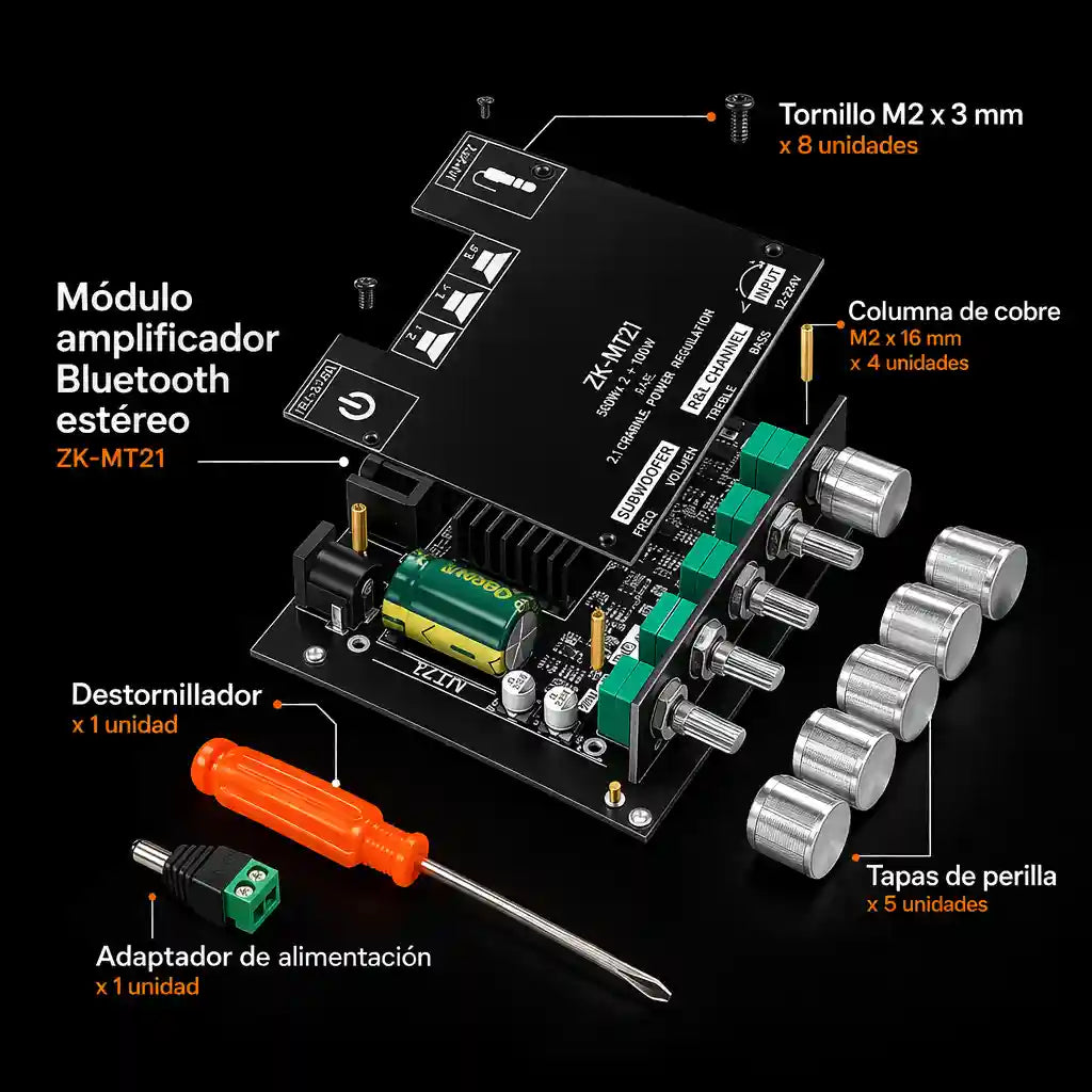 BassAmply® Módulo amplificador de potencia con Bluetooth