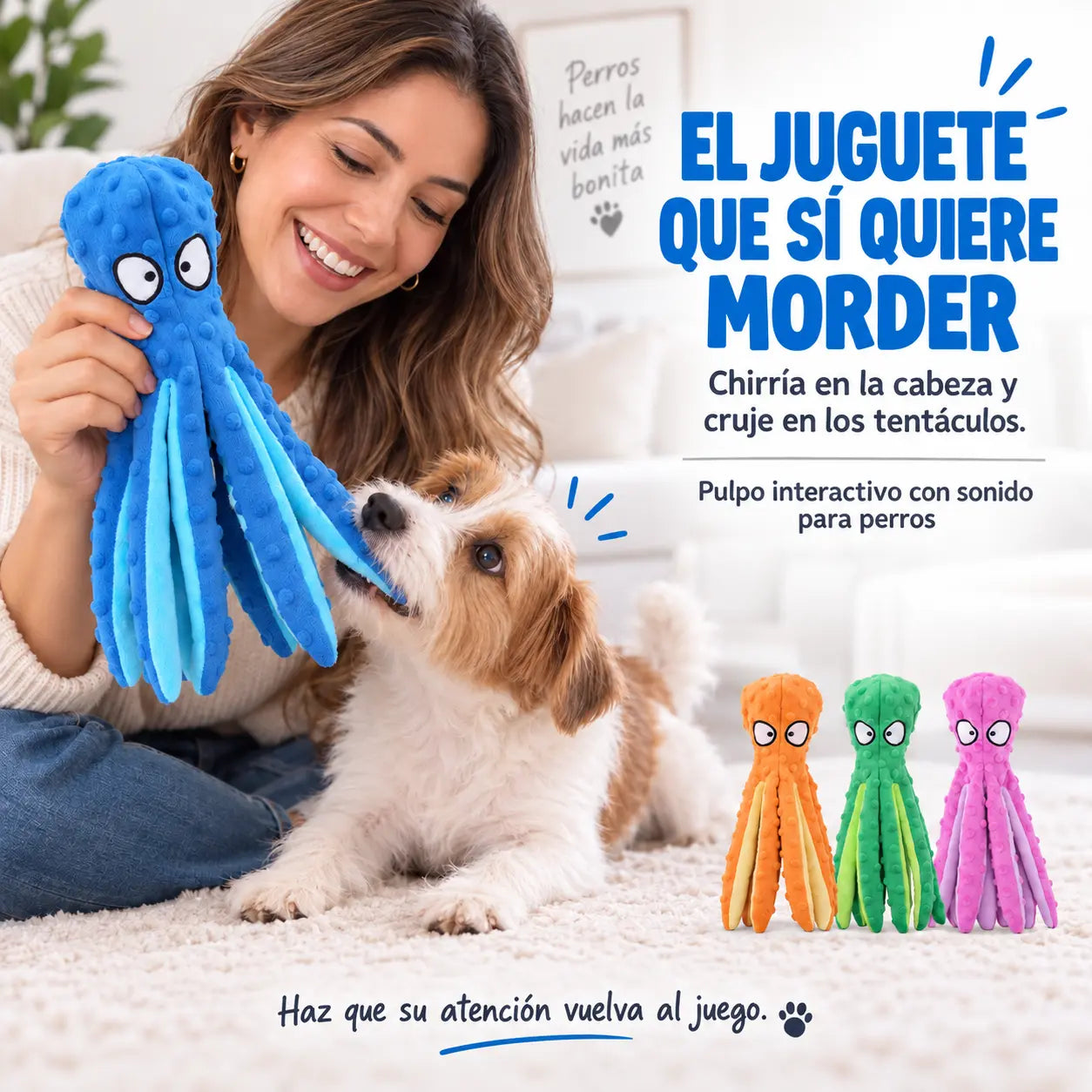 OCTIX® | Pulpo Interactivo con Sonido para Perros