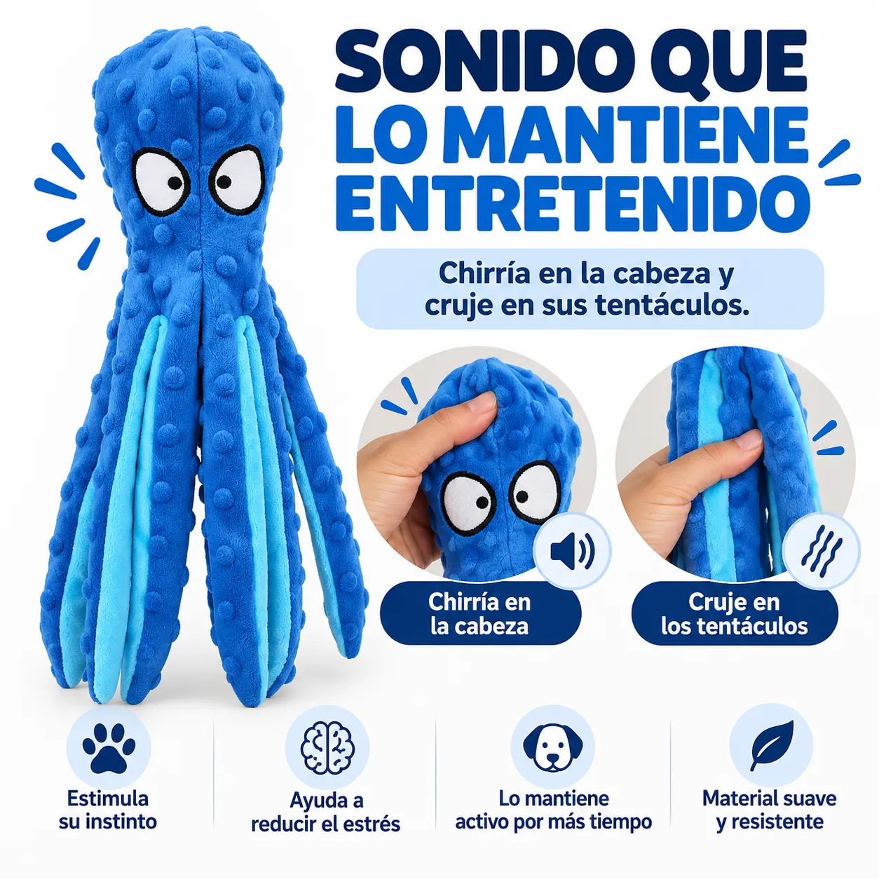 OCTIX® | Pulpo Interactivo con Sonido para Perros