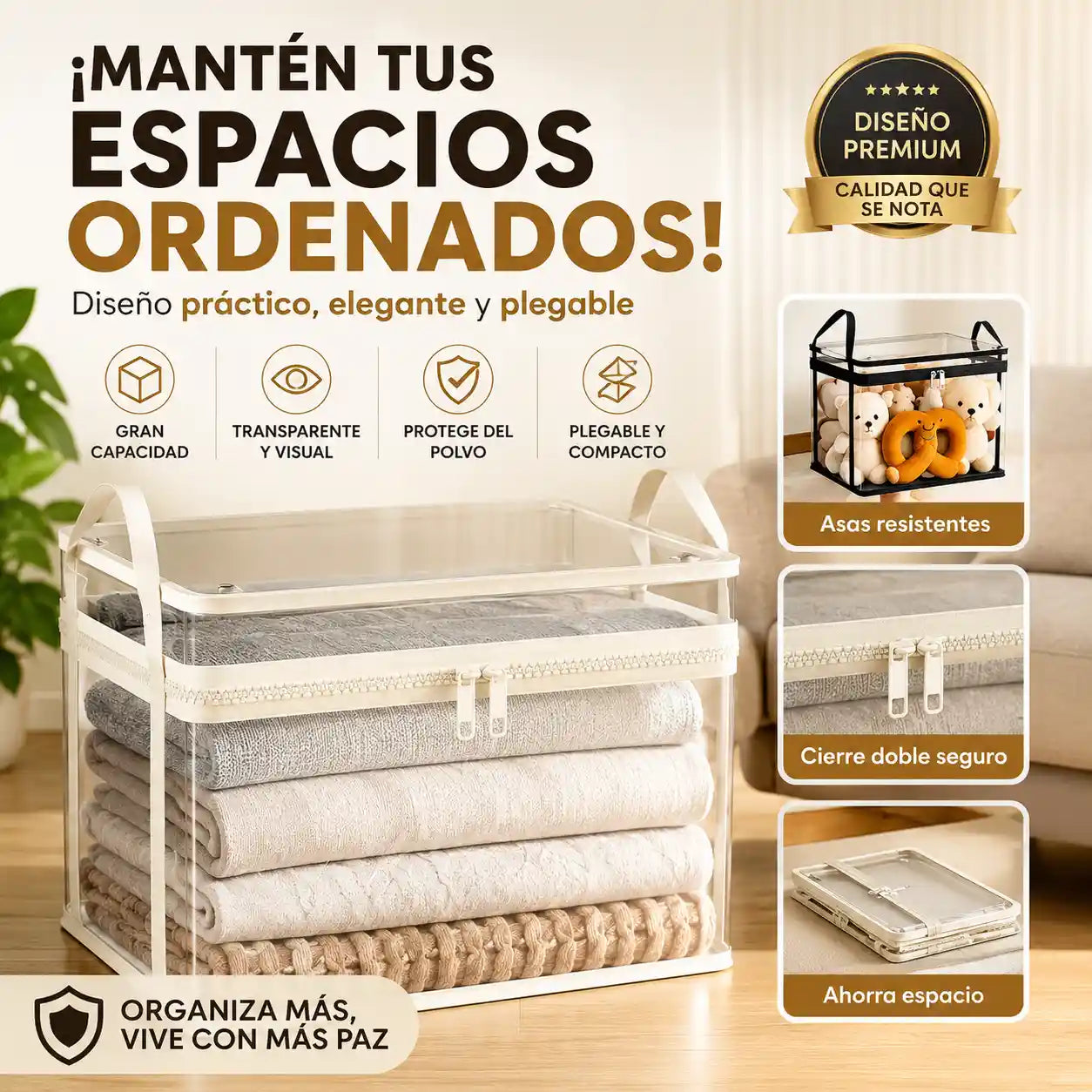 Kubbix® Caja Organizador Transparente de Gran Capacidad