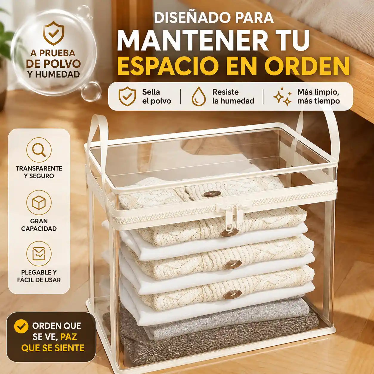 Kubbix® Caja Organizador Transparente de Gran Capacidad