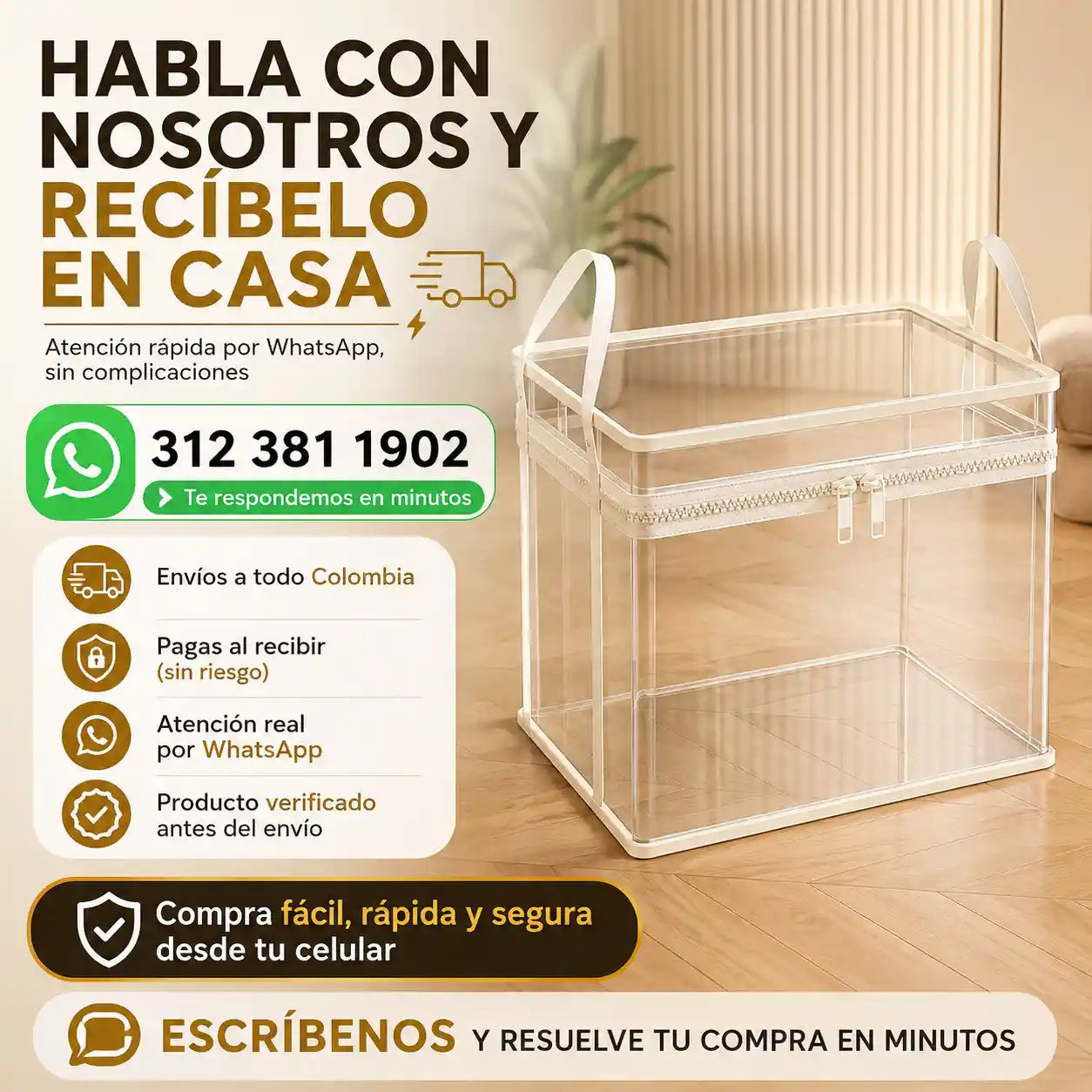 Kubbix® Caja Organizador Transparente de Gran Capacidad