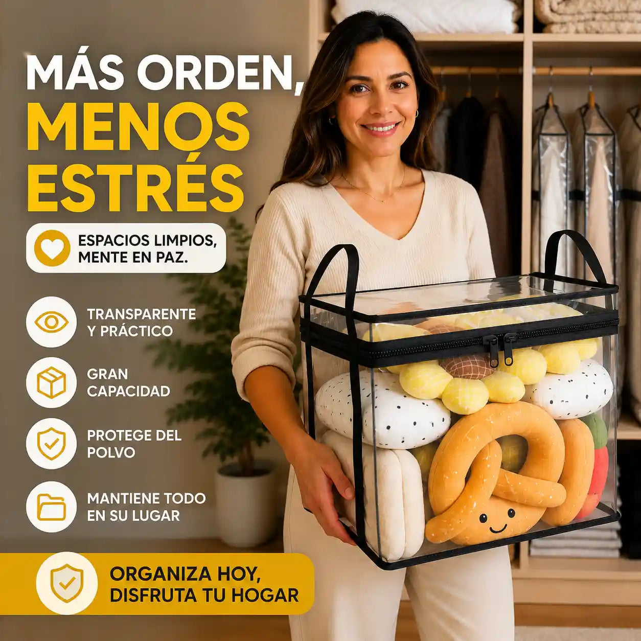 Kubbix® Caja Organizador Transparente de Gran Capacidad