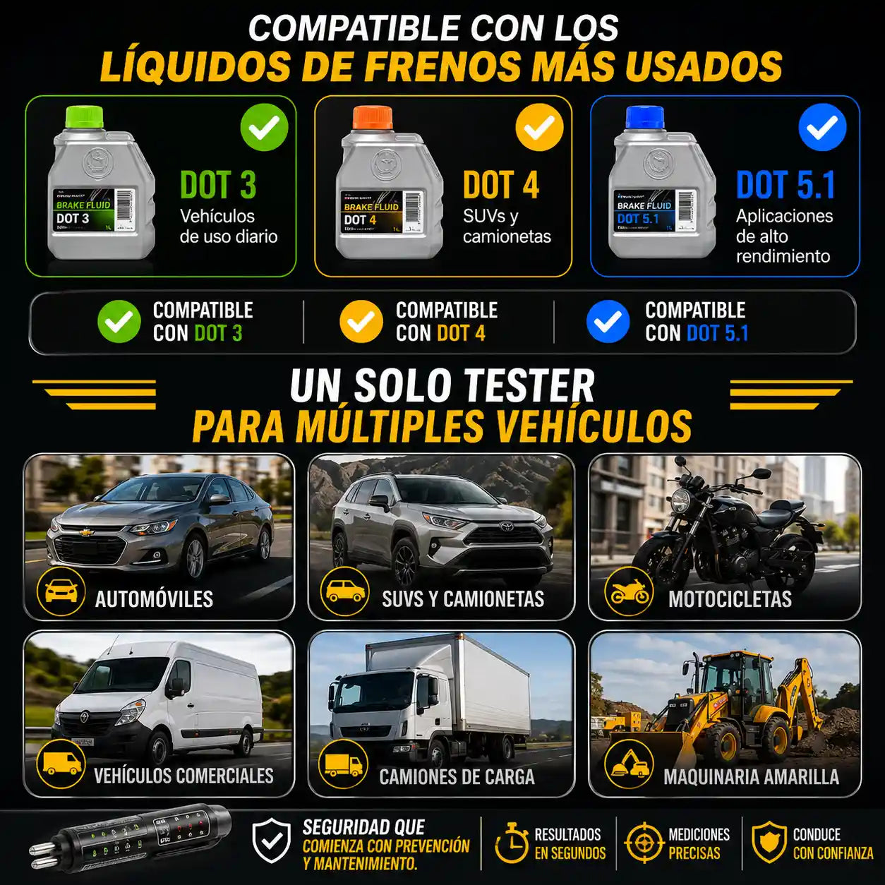 FRENOCHECK® Tester de líquido de frenos YM-C02 Revisa el estado del líquido de frenos en segundos, sin ir al taller.