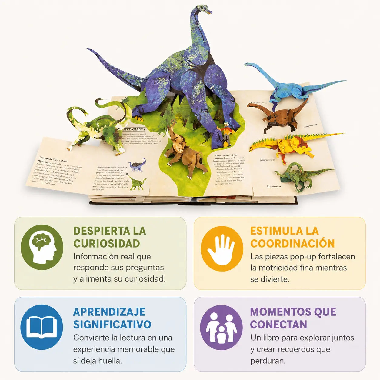 Dinobook® Enciclopedia de dinosaurios prehistóricos en Pop-Up 3D