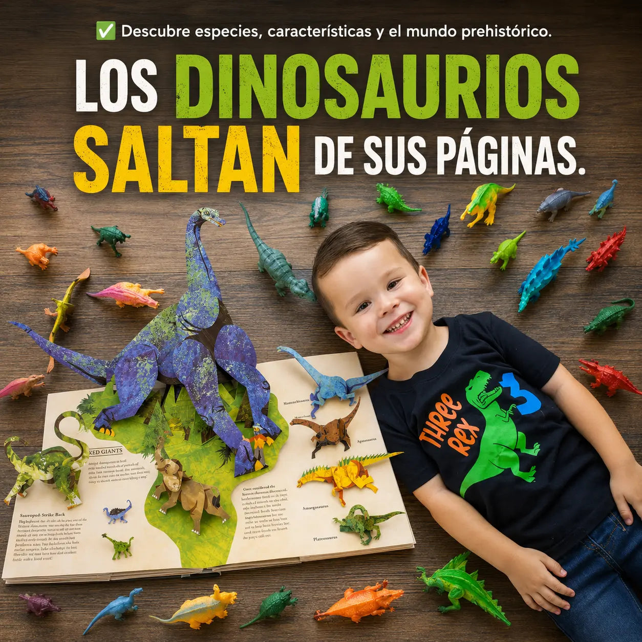Dinobook® Enciclopedia de dinosaurios prehistóricos en Pop-Up 3D