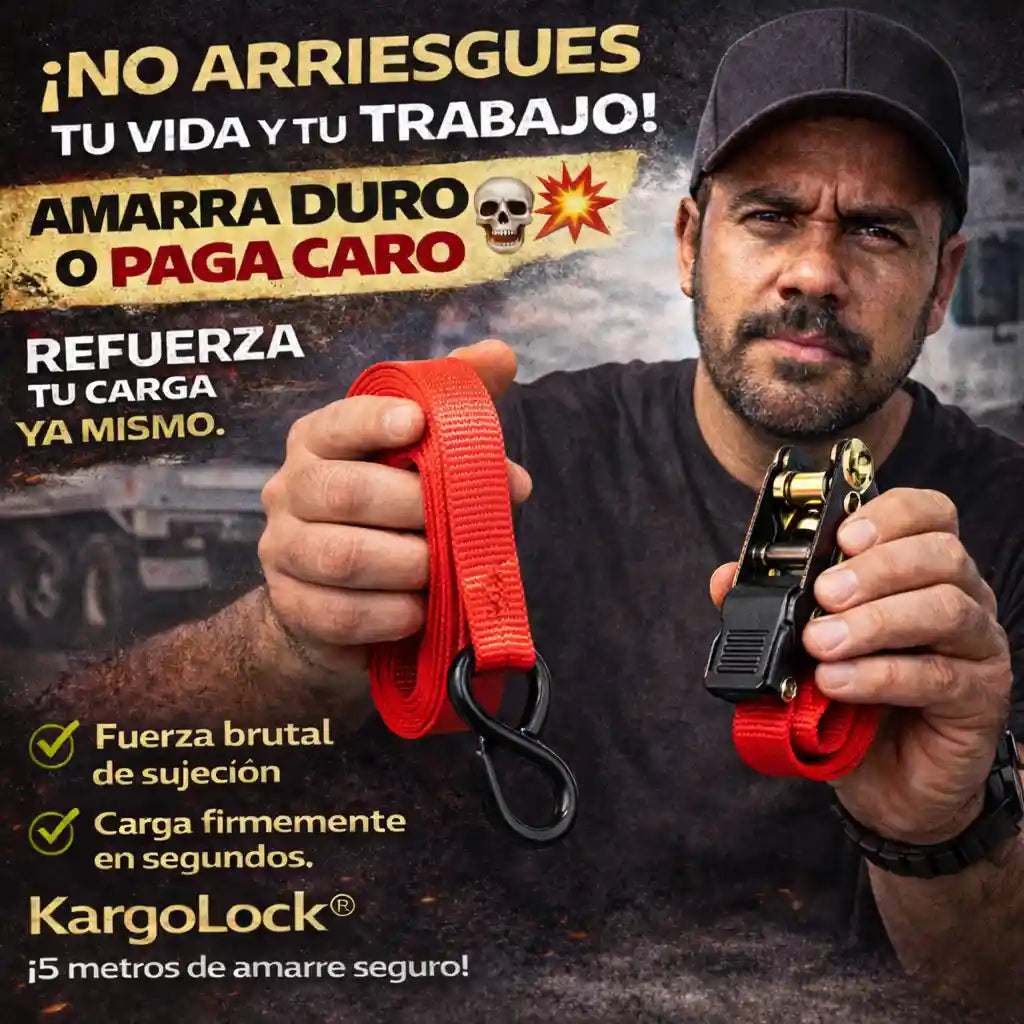 KargoLock® Correa Trinquete 5 Metros Amarre Carga Vehiculos