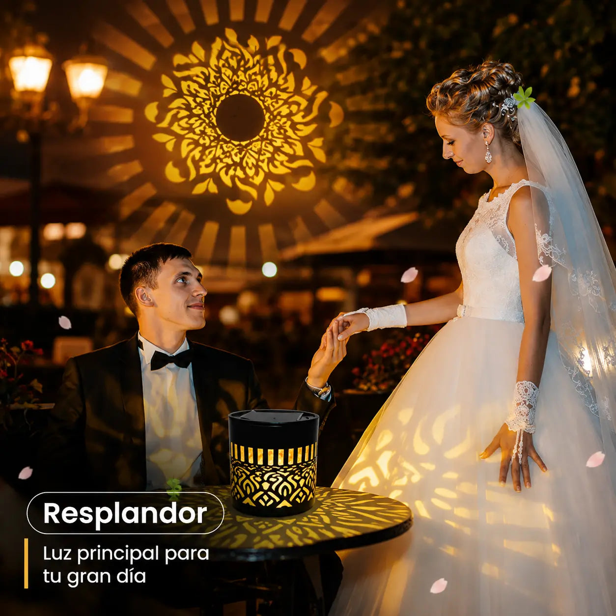 Lunixa® Lámpara de proyección decorativa Mandala Glow alimentada por energía solar
