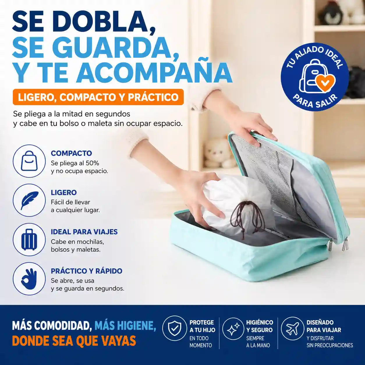 PottyGo® Reductor De Sanitario Portátil Para Niños para viajes al aire libre, para hotel, para el hogar, Asiento antideslizante.