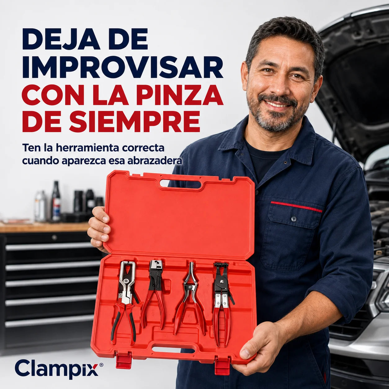 Clampix® kit de 4 herramientas especializadas para desmontar mangueras, abrazaderas y conexiones automotrices