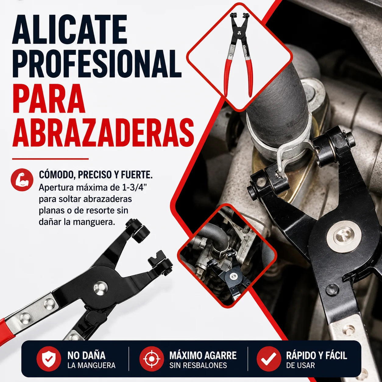 Clampix® kit de 4 herramientas especializadas para desmontar mangueras, abrazaderas y conexiones automotrices